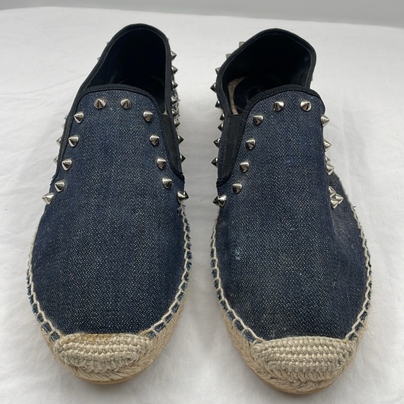 NWOB. ASH EU39 Zest Dark Denim Silver Studded Espadrilles Slip On. - Picture 2 of 10